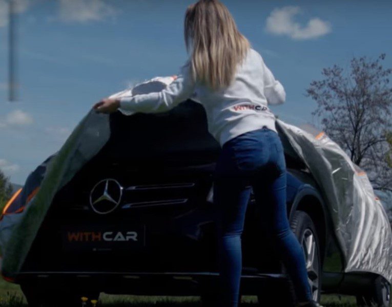 Hail car cover installation